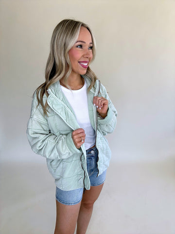 Life Is Good Quilted Washed Jacket - Mint