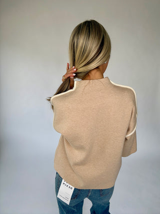 Goes Without Saying Mock Neck Top - Sand