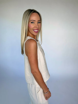 As Simple As That Linen Blend Tank - Natural