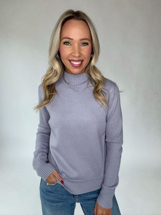 Misty Pewter Mock Neck Sweater