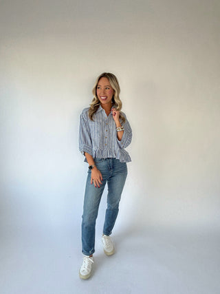 The Mia Striped Top - Blue