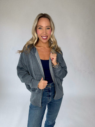 Cool Nights Zip Up Hoodie - Washed Navy