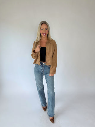 Let's Be Honest Suede Jacket - Camel