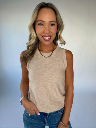 Basic Is Best Sleeveless Knit Top - Light Beige