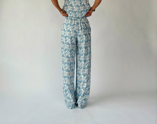 Vacation Vibes Drawstring Pants - Blue/White