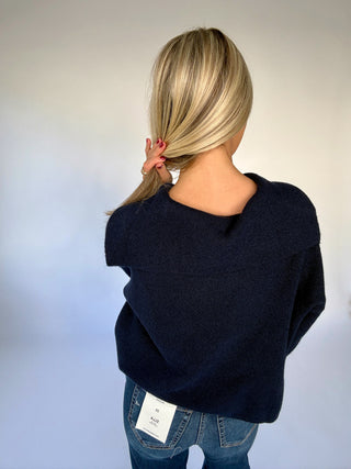 Simple & Sweet Sailor Collar Cardigan - Midnight