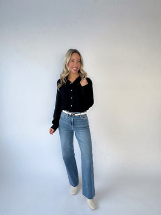 Dream Chaser Button Up Top - Black