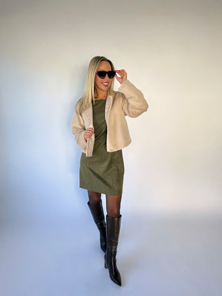 Dressed To Persuade Mini Dress - Dark Olive