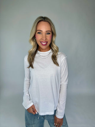Open Skies Cotton Long Sleeve Top - White