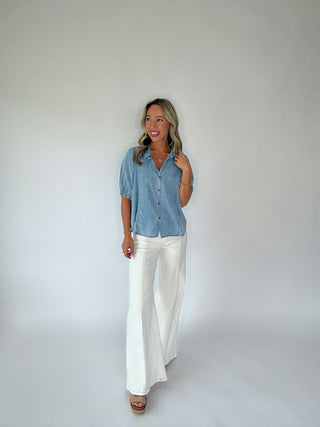 Take Notice Denim Top - Chambray