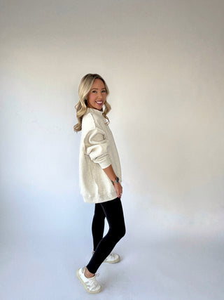 Cozy Hour Mock Neck Sweatshirt - Ash Grey