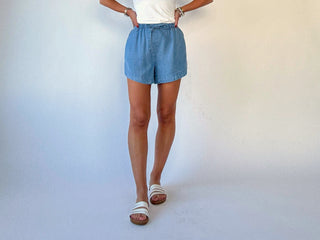 Softly Structured Tencel Shorts - Chambray Blue