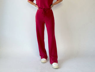 Laguna Lounge Wide Leg Pant - Garnet Red