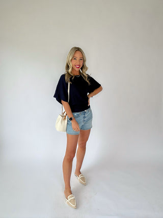 The Right Balance Knit Top - Navy