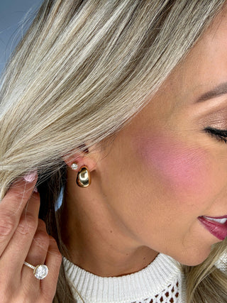 Soft Curve Teardrop Earrings - Gold