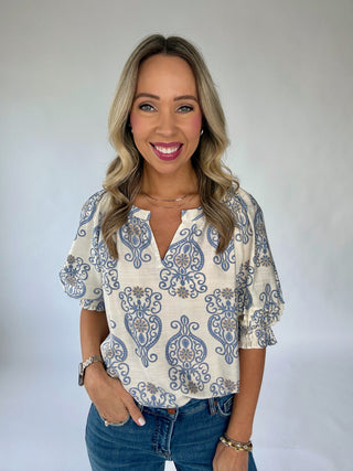 One To Remember Blouse - Off White Multi