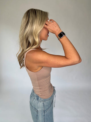 Daily Dose Double Layer Tank - Taupe