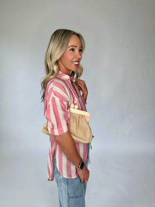 It All Lines Up Striped Top - Pink