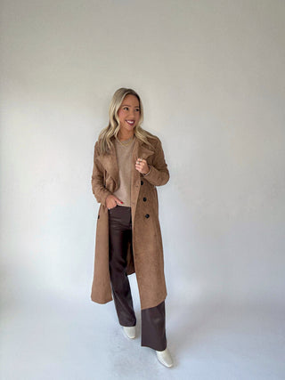 Decadent Mocha Suede Trench Coat