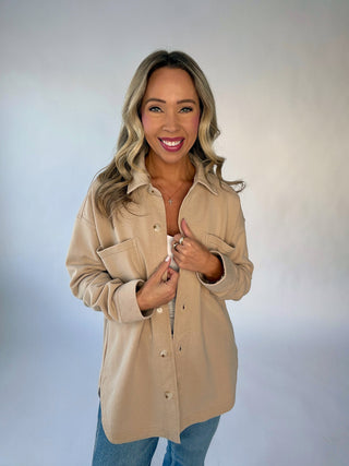 Here For You Shacket - Taupe