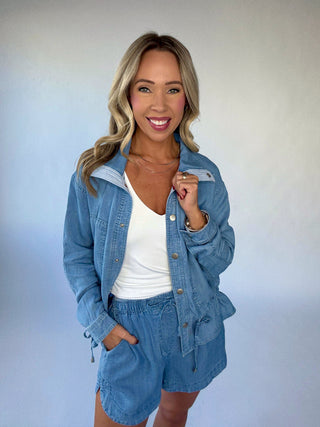 Softly Structured Tencel Jacket - Chambray Blue