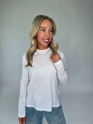 Open Skies Cotton Long Sleeve Top - White