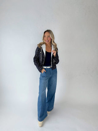 The Metro Mix Hooded Blazer - Navy