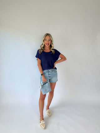 Soaking Up The Sunshine Knit Top - Navy