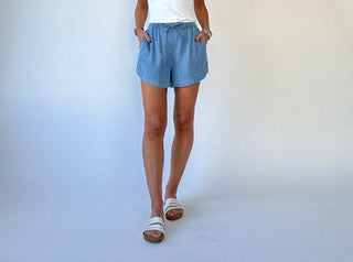 Softly Structured Tencel Shorts - Chambray Blue