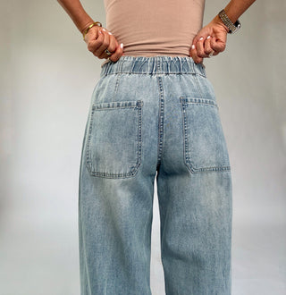 Villa Drawstring Barrel Leg Jeans