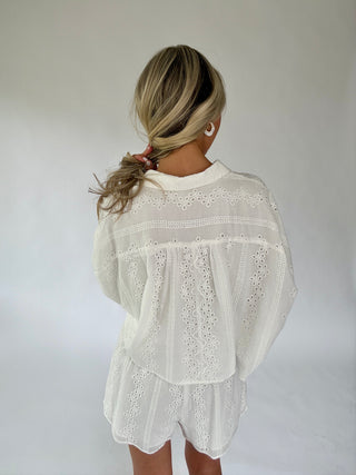 I Have My Eye On You Eyelet Top - Off White