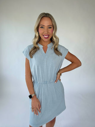 Breath of Fresh Air Mini Dress - Utility Blue