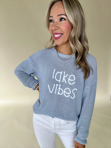 Lake Vibes Stitched Light Weight Sweater
