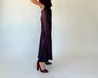 Like Fine Wine Satin Maxi Skirt - Dark Cherry
