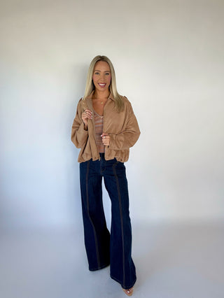 Easily Persuaded Bubble Hem Jacket - Camel