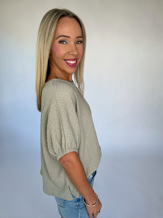 Comfortable Charm Textured Top - Sage