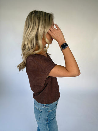 Soaking Up The Sunshine Knit Top - Dark Roast