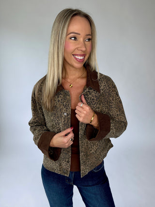 Walk On The Wild Side Corduroy Collar Jacket - Brown Multi