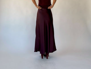 Like Fine Wine Satin Maxi Skirt - Dark Cherry