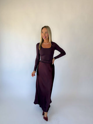 Second Skin Square Neckline Top - Deep Plum