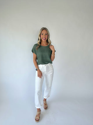 Soaking Up The Sunshine Knit Top - Dark Green