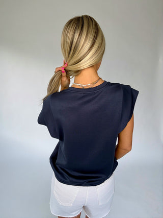 Easy Days Layered Sleeve Top - Navy
