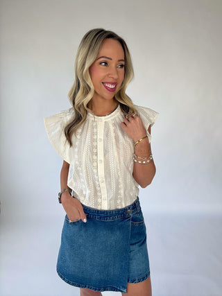Easy To Adore Embroidered Top - Ivory