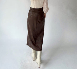 Chocolate Love Vegan Leather Skirt