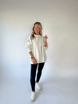 Cozy Hour Mock Neck Sweatshirt - Ash Grey