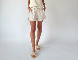 Met Your Match Striped Shorts - Natural Stripe