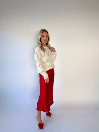 Winter Whispers Pearl Trim Sweater