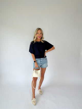The Right Balance Knit Top - Navy