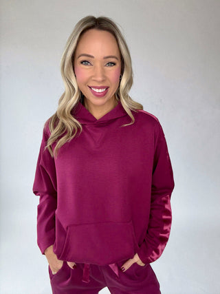 Satin Serenity Hooded Sweatshirt - Wine Berry