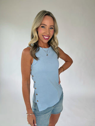Talk To Me Tank - Powder Blue